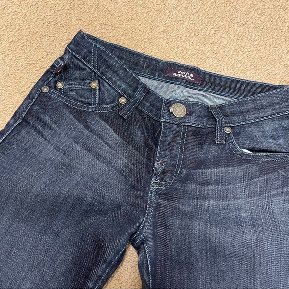 Rock & Republic Dark Wash Low rise Bootcut Flared Jeans - Size 25 - Picture 6 of 14